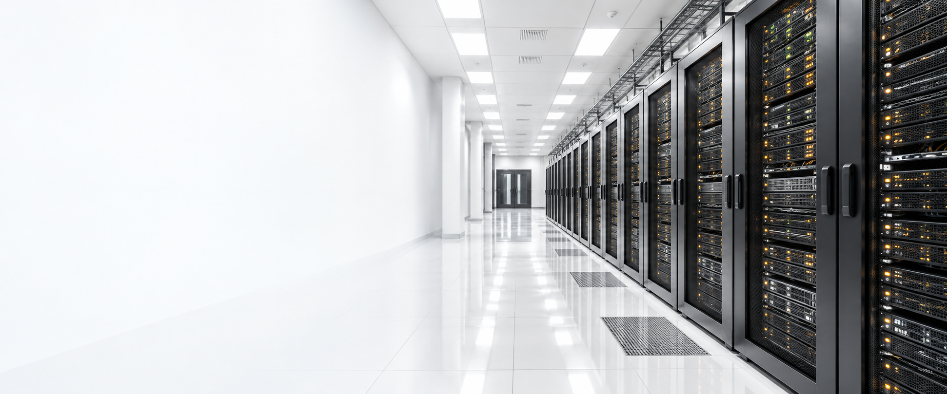 Modern server racks in a bright data center